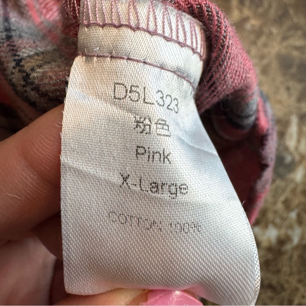 Vintage Plaid Shirt 90’s Flannel Shirt Size XL Pink Oversized Emo Goth Boyfriend - Picture 5 of 8